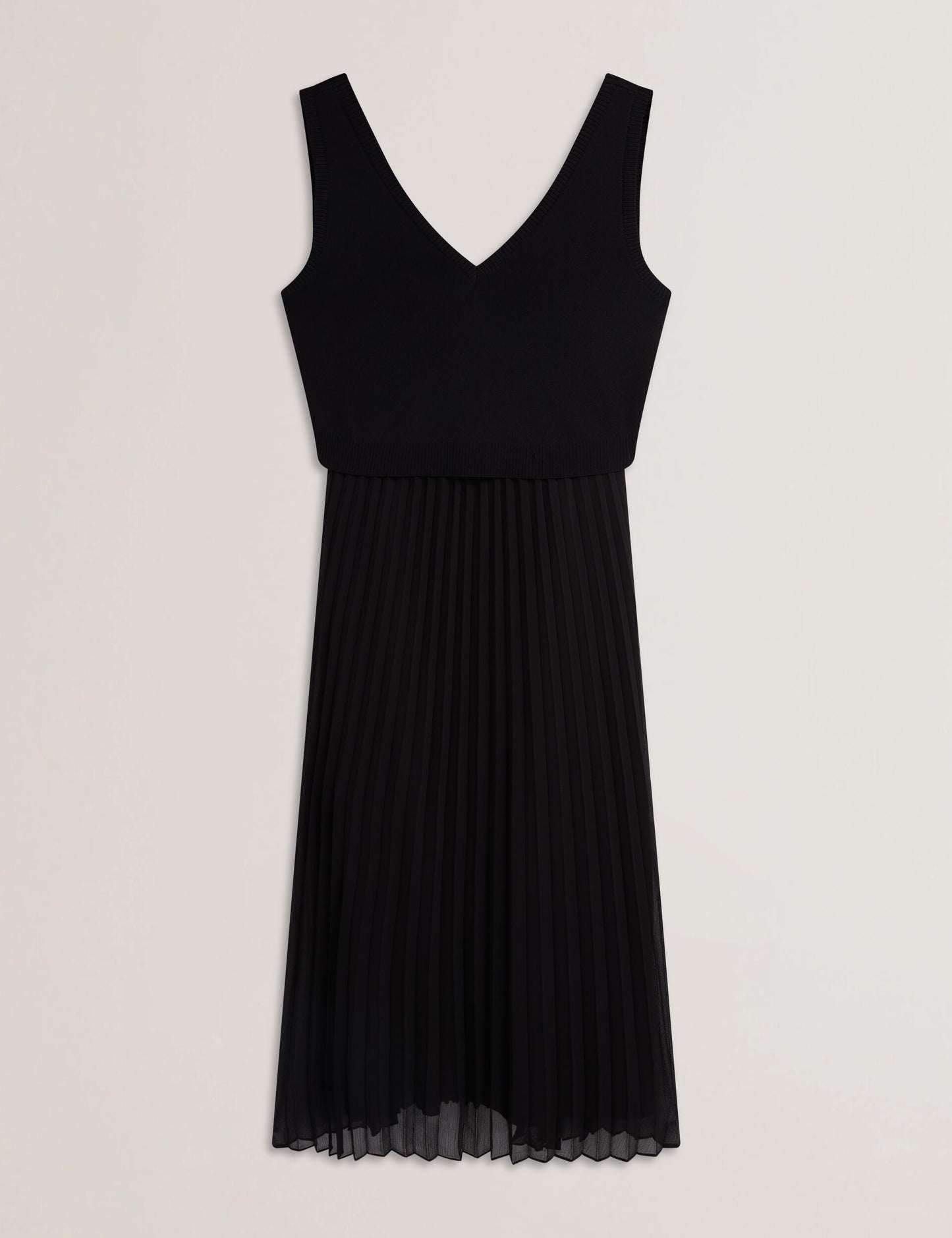 Ted Baker LARNAHH - Pleated Midi Dress With Removable Knit Tank BLACK