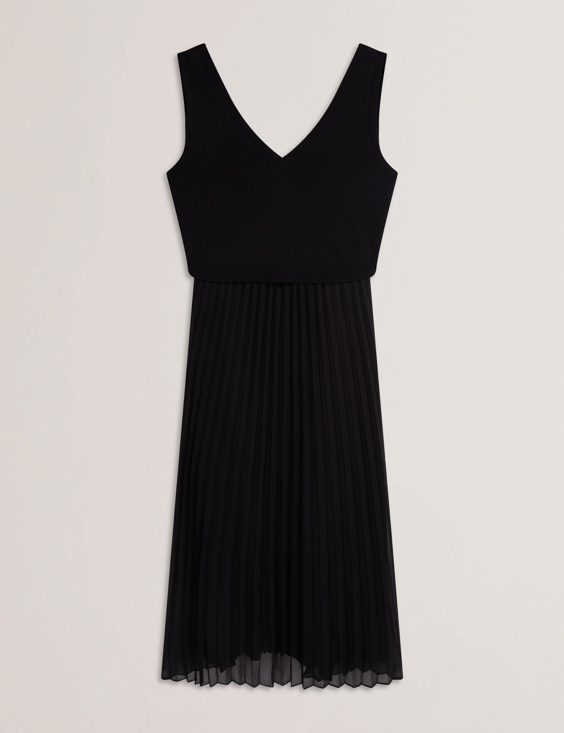 Ted Baker LARNAHH - Pleated Midi Dress With Removable Knit Tank BLACK