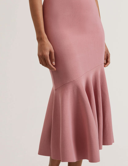 Ted Baker MIYHAA - Flippy Hem Square Neck Knitted Midi Dress MID PINK