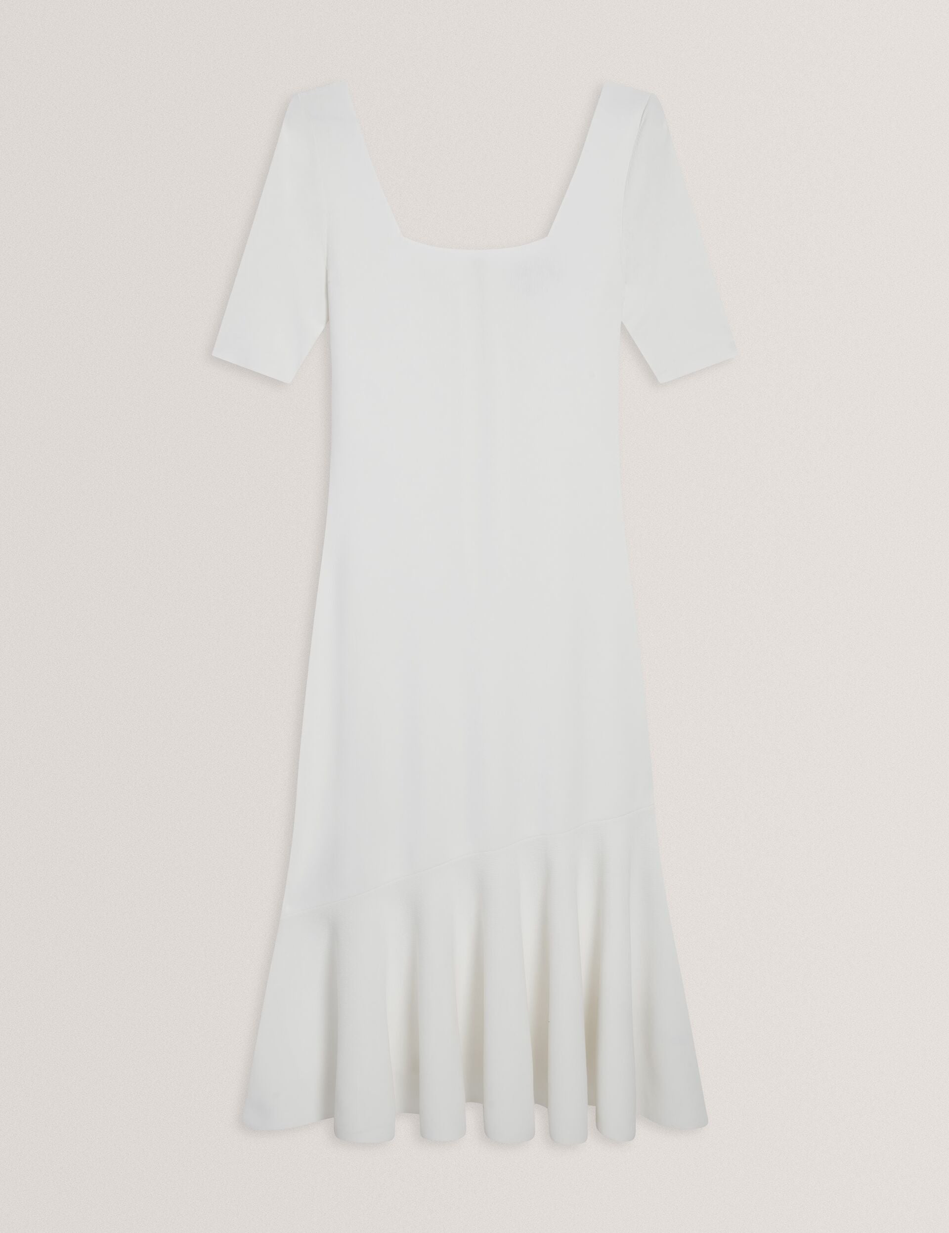 Ted Baker MIYHAA - Flippy Hem Square Neck Knitted Midi Dress IVORY