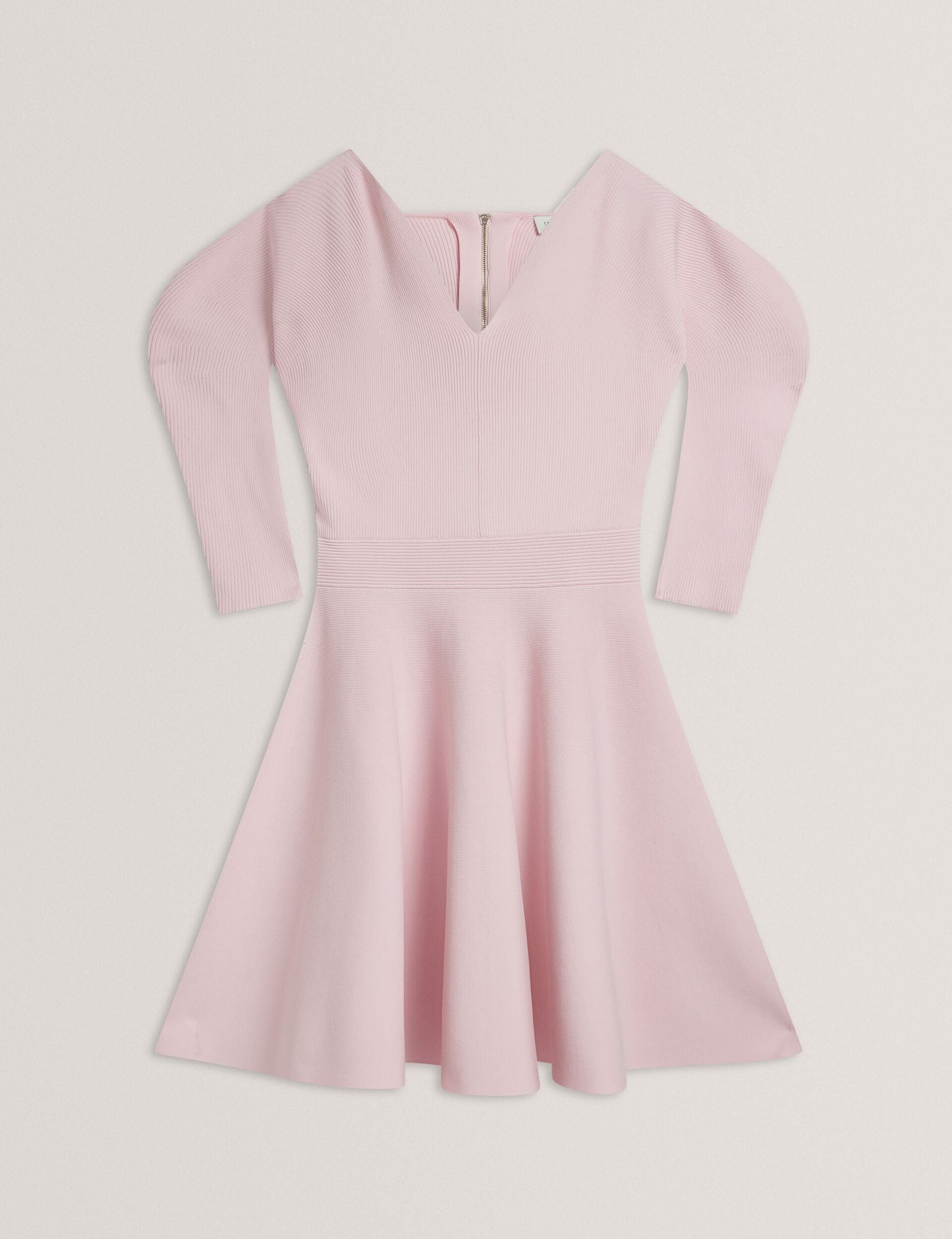 Ted Baker JESCKA - Structured Puff Sleeve Knitted Skater Dress LIGHT PINK