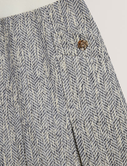 Ted Baker VULPAM - Sleeveless Knit Bodice Boucle Mini Dress LIGHT BLUE