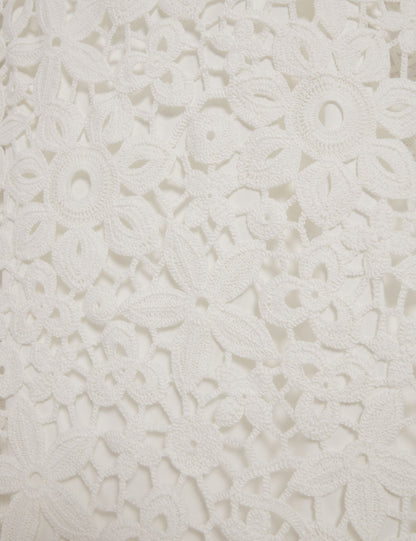 Ted Baker MIIKKA - Crochet Sleeveless Mini Shift Dress WHITE