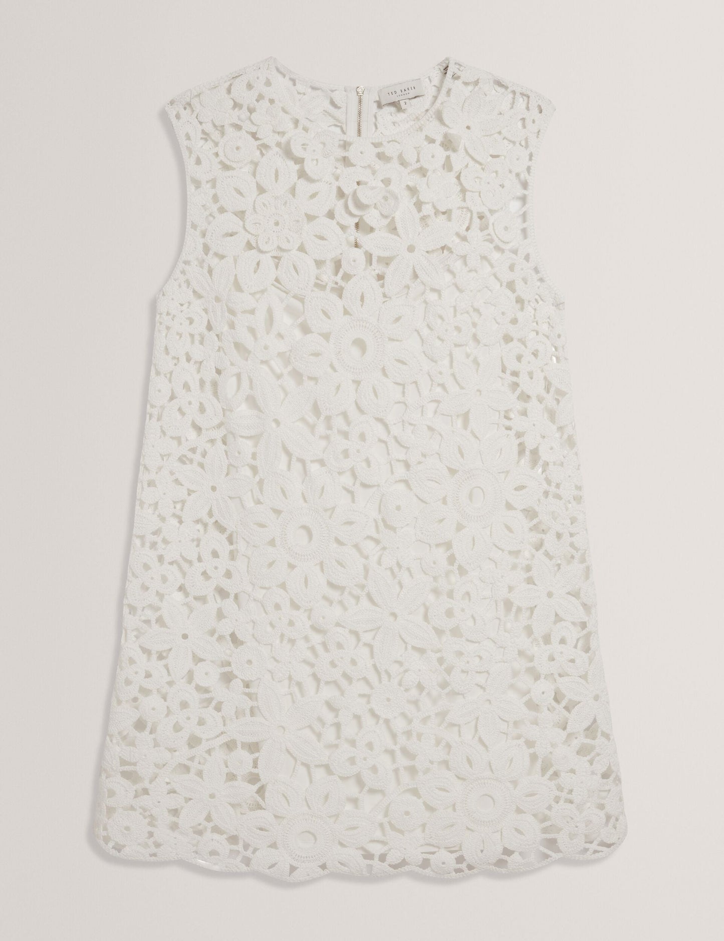 Ted Baker MIIKKA - Crochet Sleeveless Mini Shift Dress WHITE