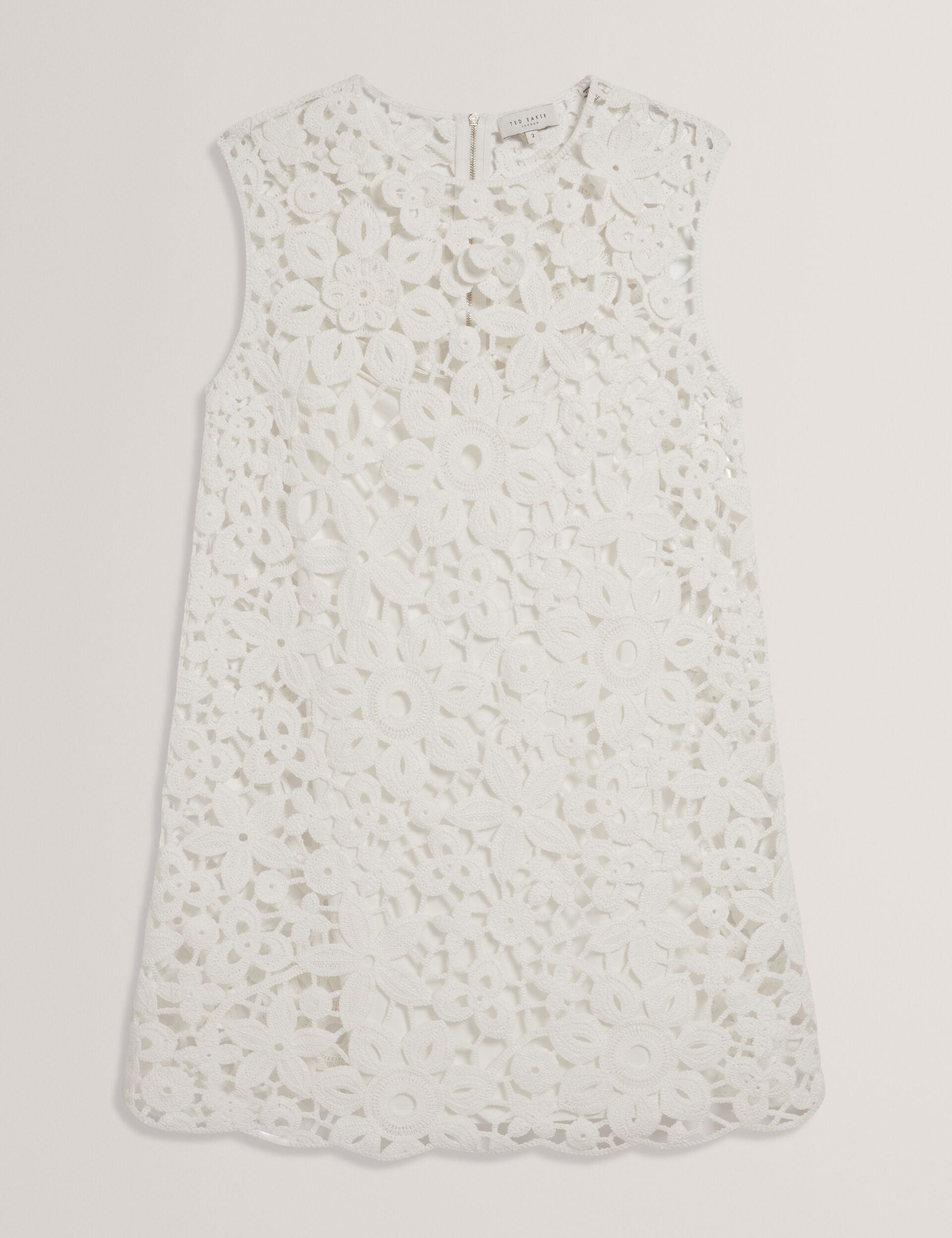 Ted Baker MIIKKA - Crochet Sleeveless Mini Shift Dress WHITE