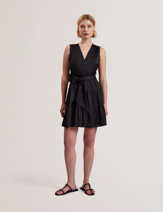 Ted Baker OTIANA - Sleeveless Tie Waist Tiered Mini Dress BLACK