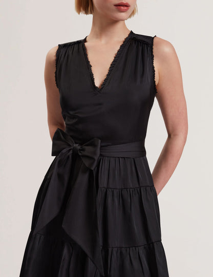 Ted Baker OTIANA - Sleeveless Tie Waist Tiered Mini Dress BLACK