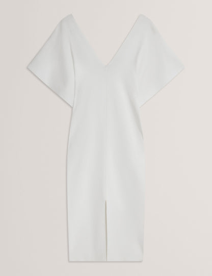 Ted Baker REBEXXA - Wide Sleeve Knitted Bodycon Midi Dress IVORY