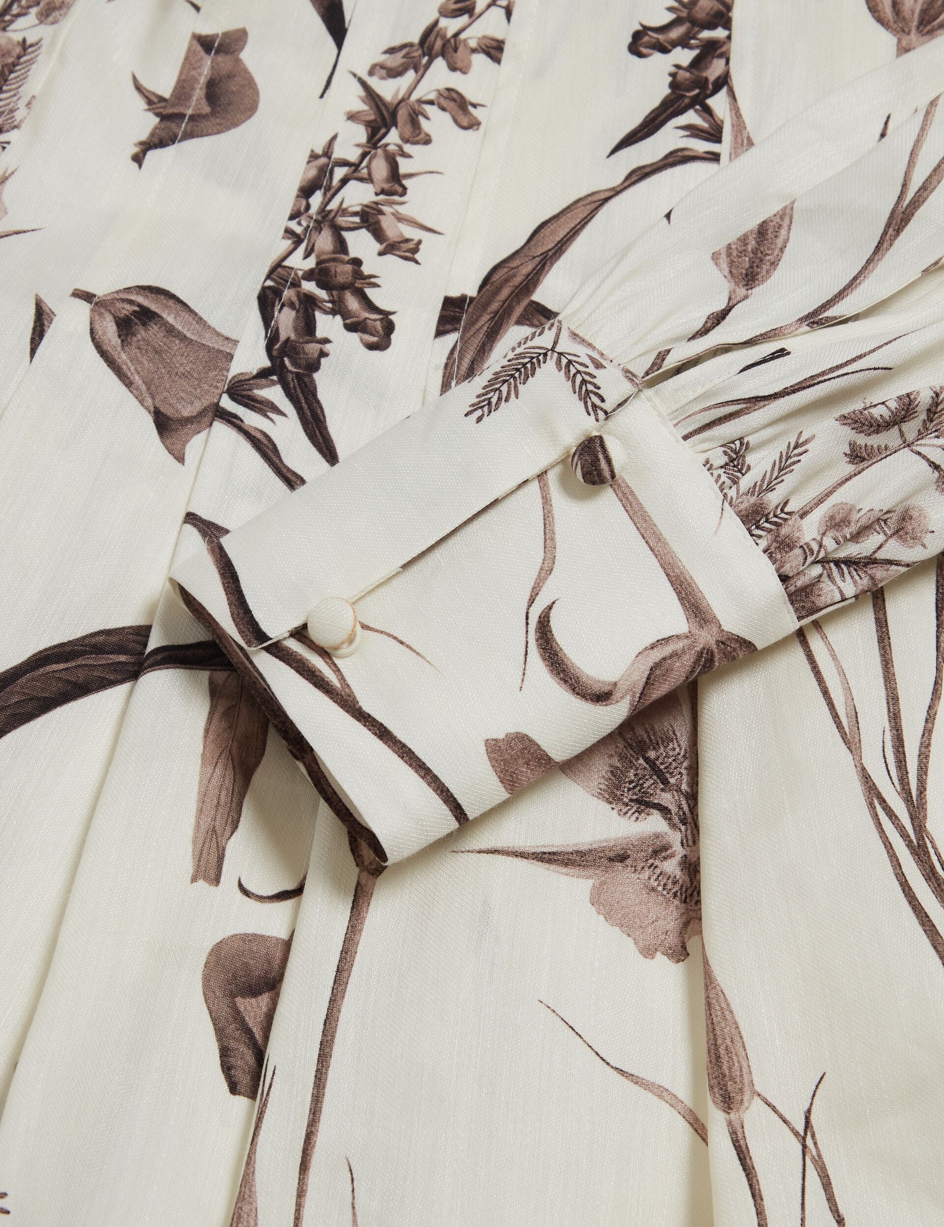 Ted Baker ELODIZA - Sepia Print Linen Silk Mini Shirt Dress IVORY
