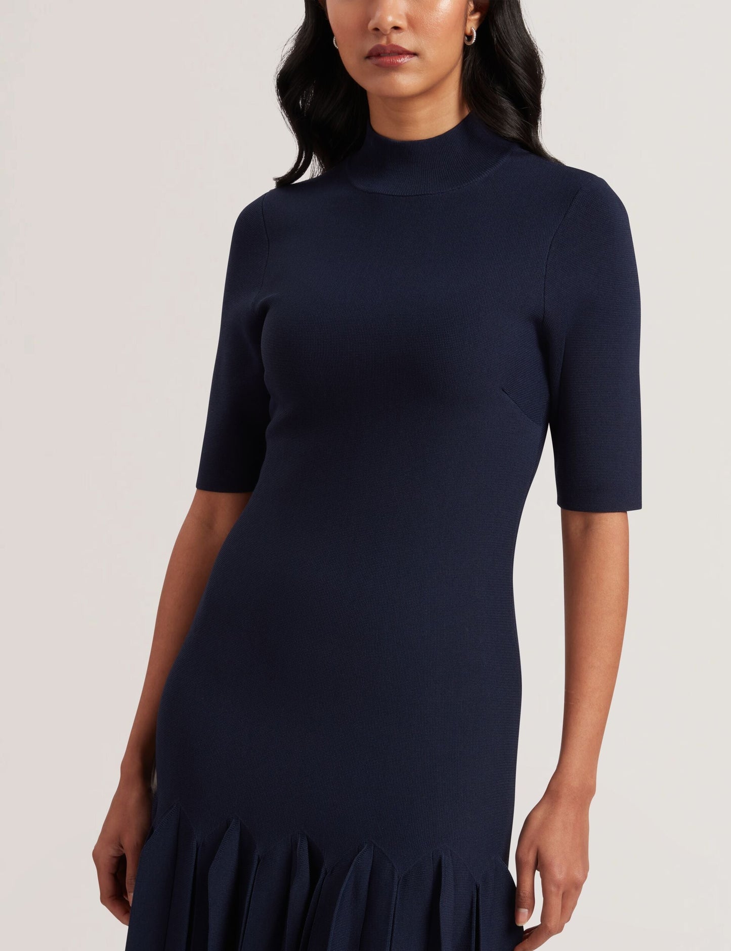Ted Baker CANDDY - Pleated Hem Bodycon Knit Mini Dress DARK BLUE