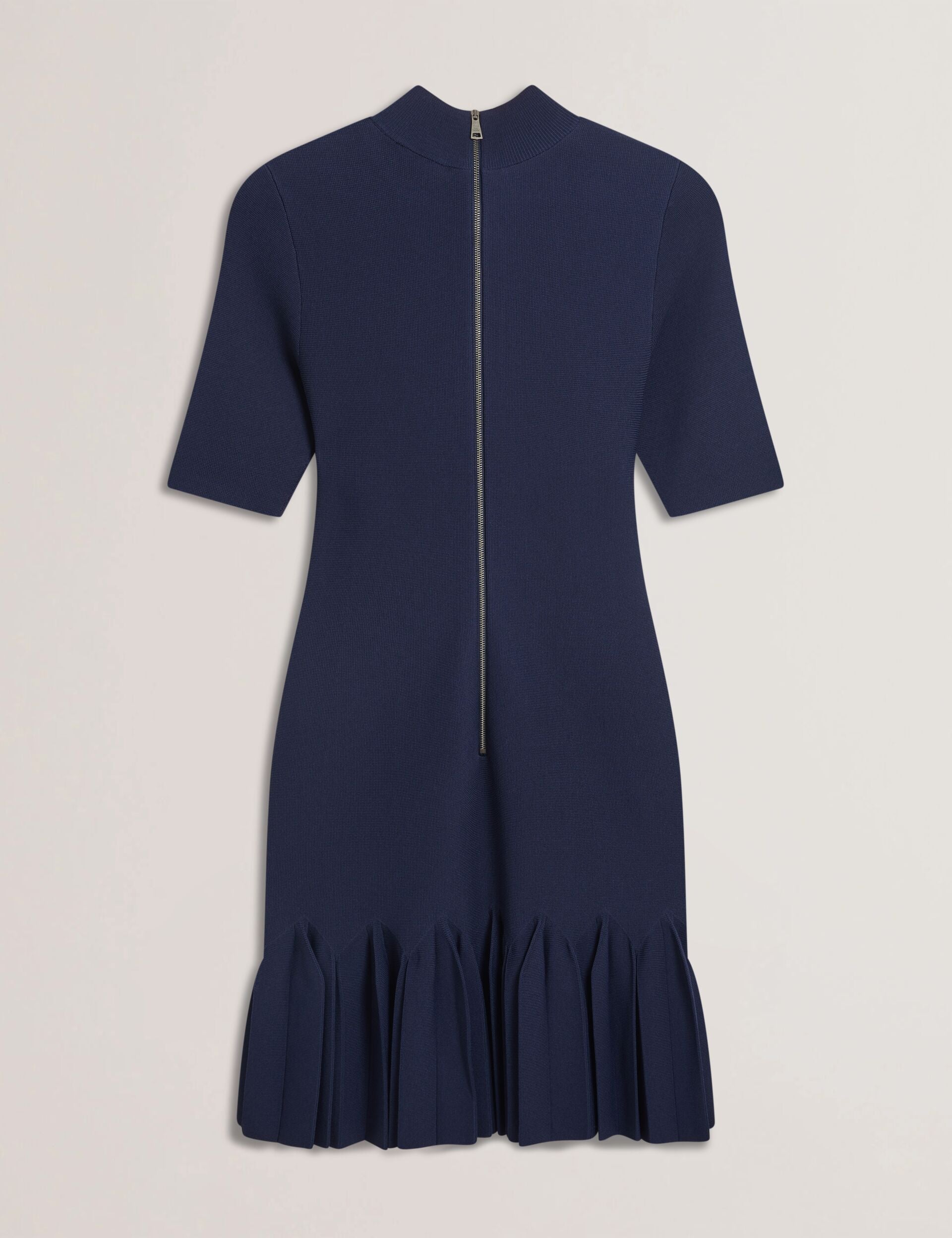 Ted Baker CANDDY - Pleated Hem Bodycon Knit Mini Dress DARK BLUE