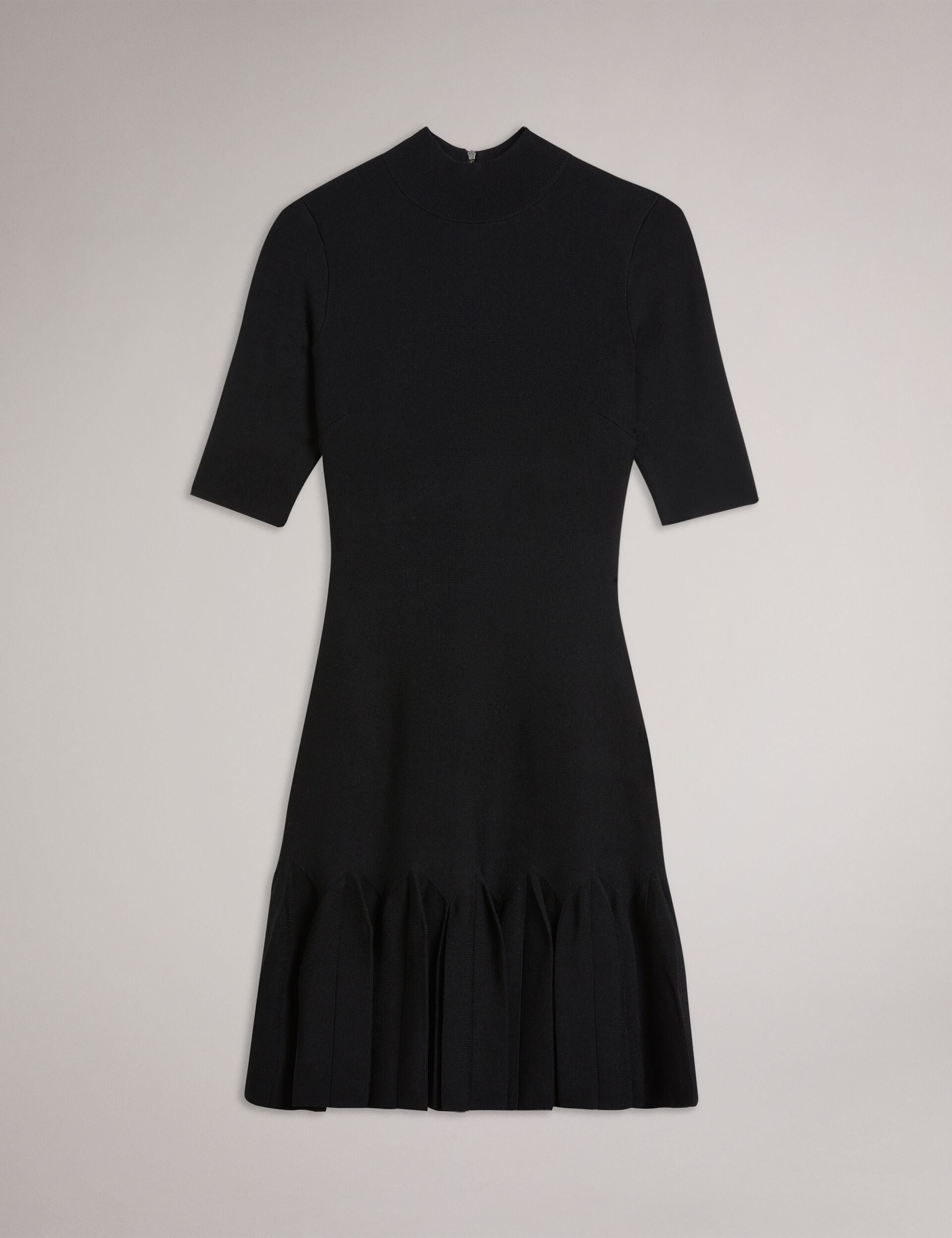 Ted Baker CANDDY - Pleated Hem Bodycon Knit Mini Dress BLACK