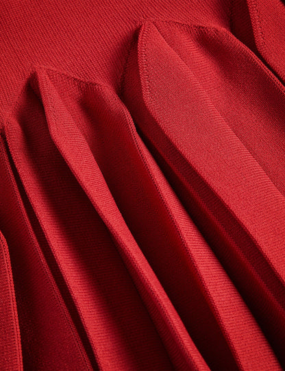 Ted Baker CANDDY - Pleated Hem Bodycon Knit Mini Dress RED