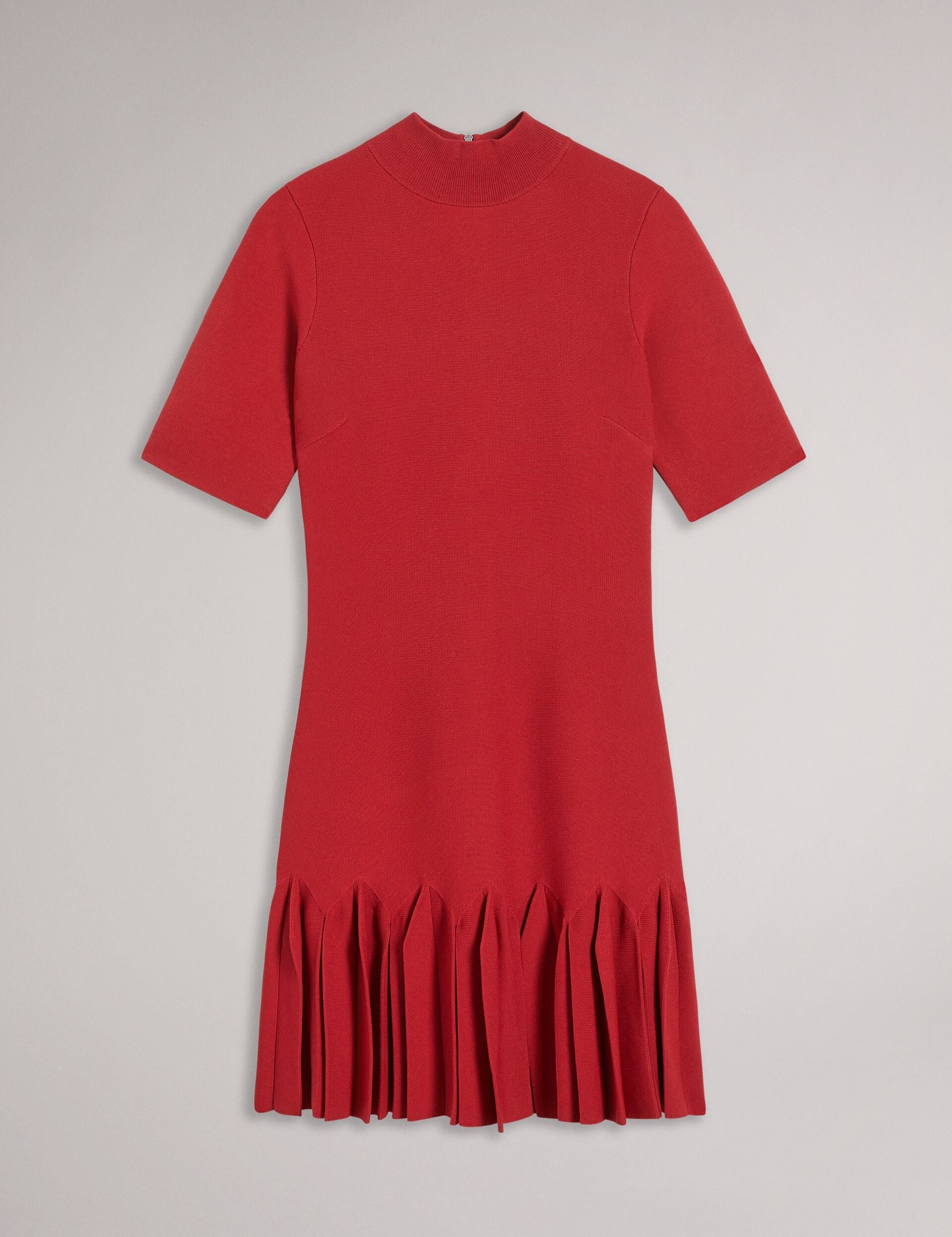 Ted Baker CANDDY - Pleated Hem Bodycon Knit Mini Dress RED
