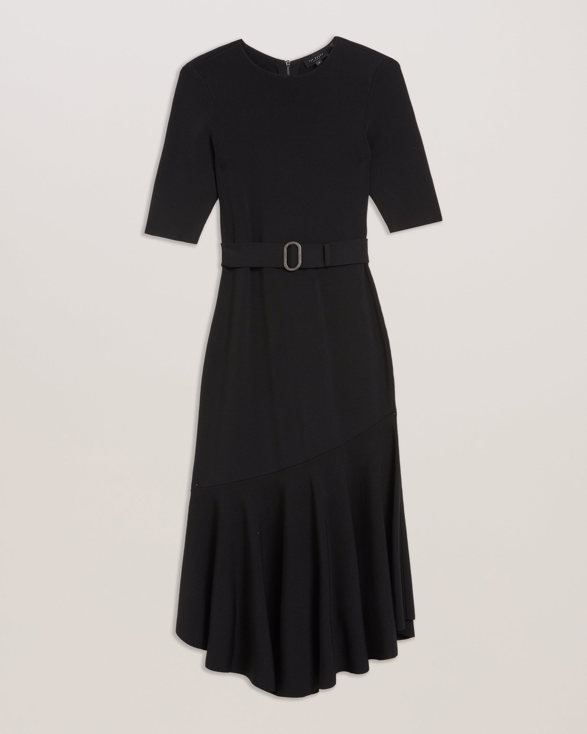 Ted Baker SAMALEE - Flippy Hem Knitted Midi Dress BLACK