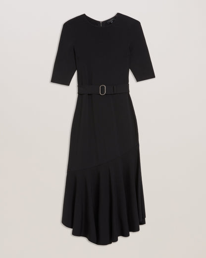 Ted Baker SAMALEE - Flippy Hem Knitted Midi Dress BLACK