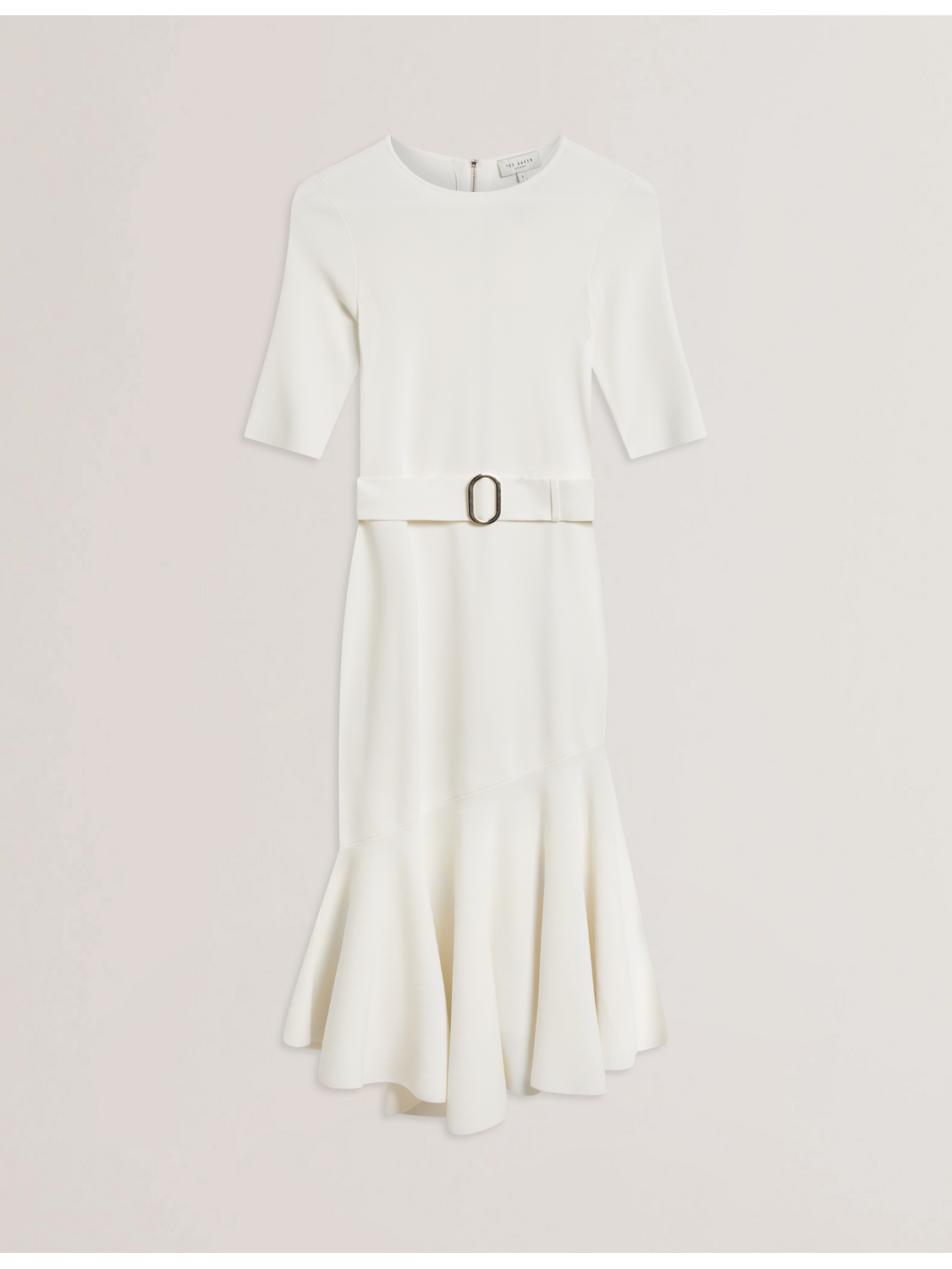 Ted Baker SAMALEE - Flippy Hem Knitted Midi Dress IVORY