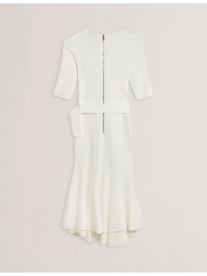 Ted Baker SAMALEE - Flippy Hem Knitted Midi Dress IVORY