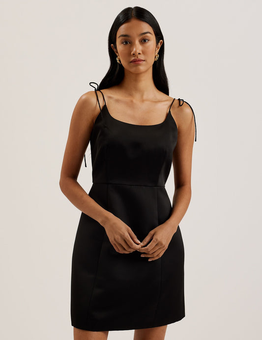 Ted Baker KAVALA - Tie Strap Square Neck Mini Dress BLACK