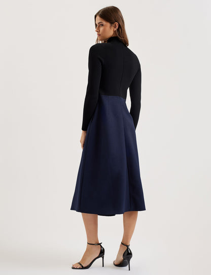 Ted Baker CHIRA - Knit Bodice Midi Dress With Wrap Skirt BLACK