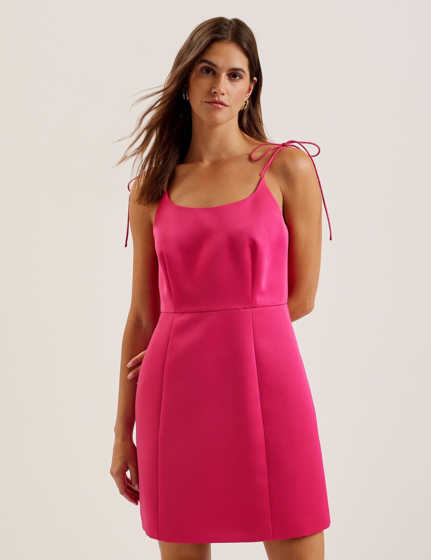 Ted Baker KAVALA - Tie Strap Square Neck Mini Dress FUCHSIA