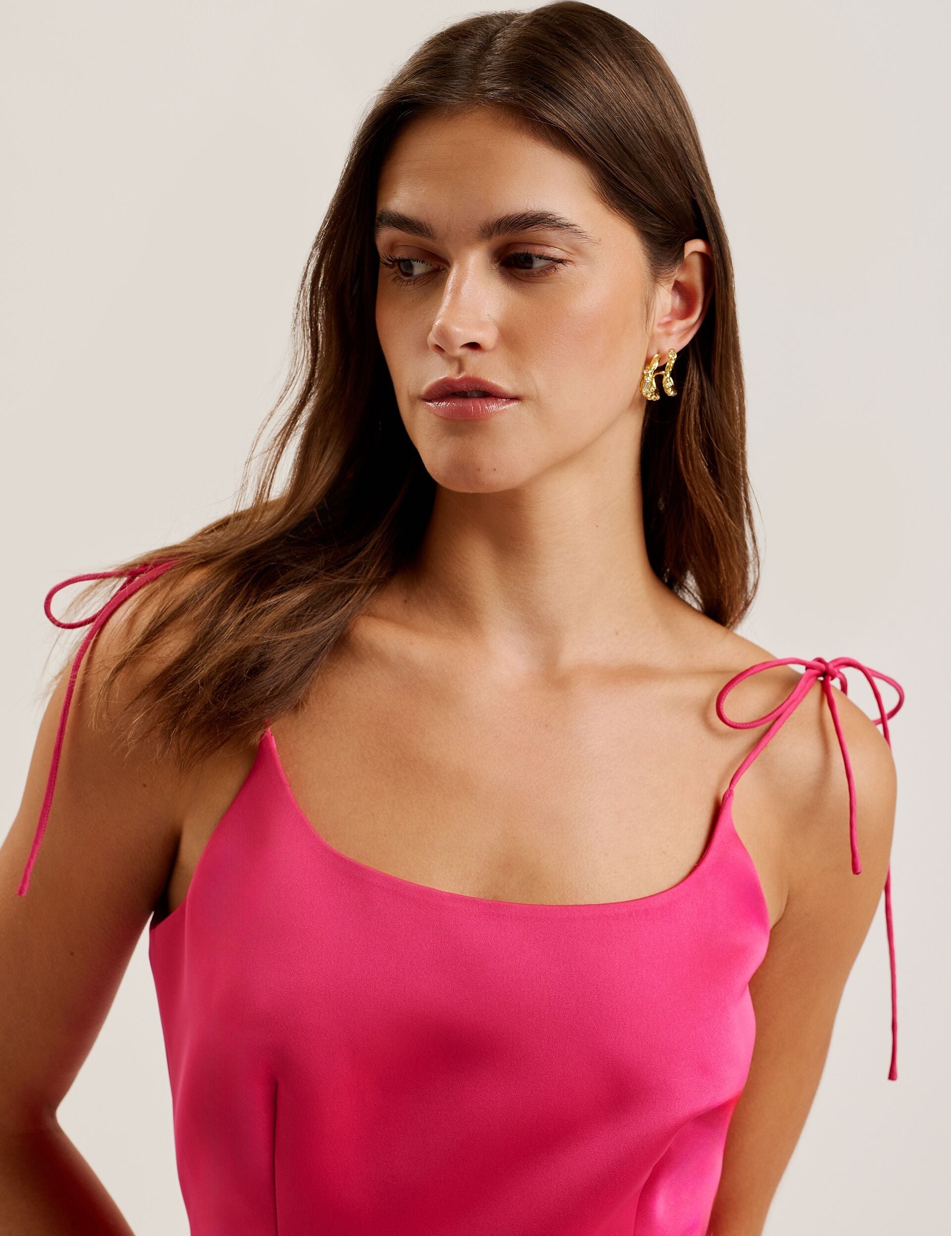 Ted Baker KAVALA - Tie Strap Square Neck Mini Dress FUCHSIA