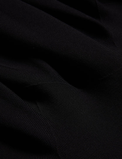 Ted Baker LOISSS - Flounce Hem Long Sleeve Knitted Mini Dress BLACK