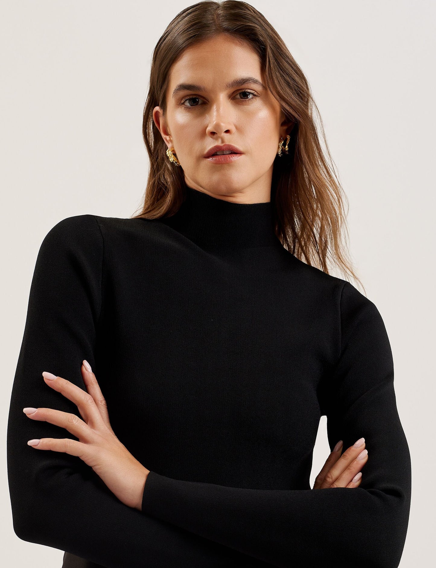 Ted Baker ASNES - Knit Bodice Midi Dress With Printed Skirt BLACK