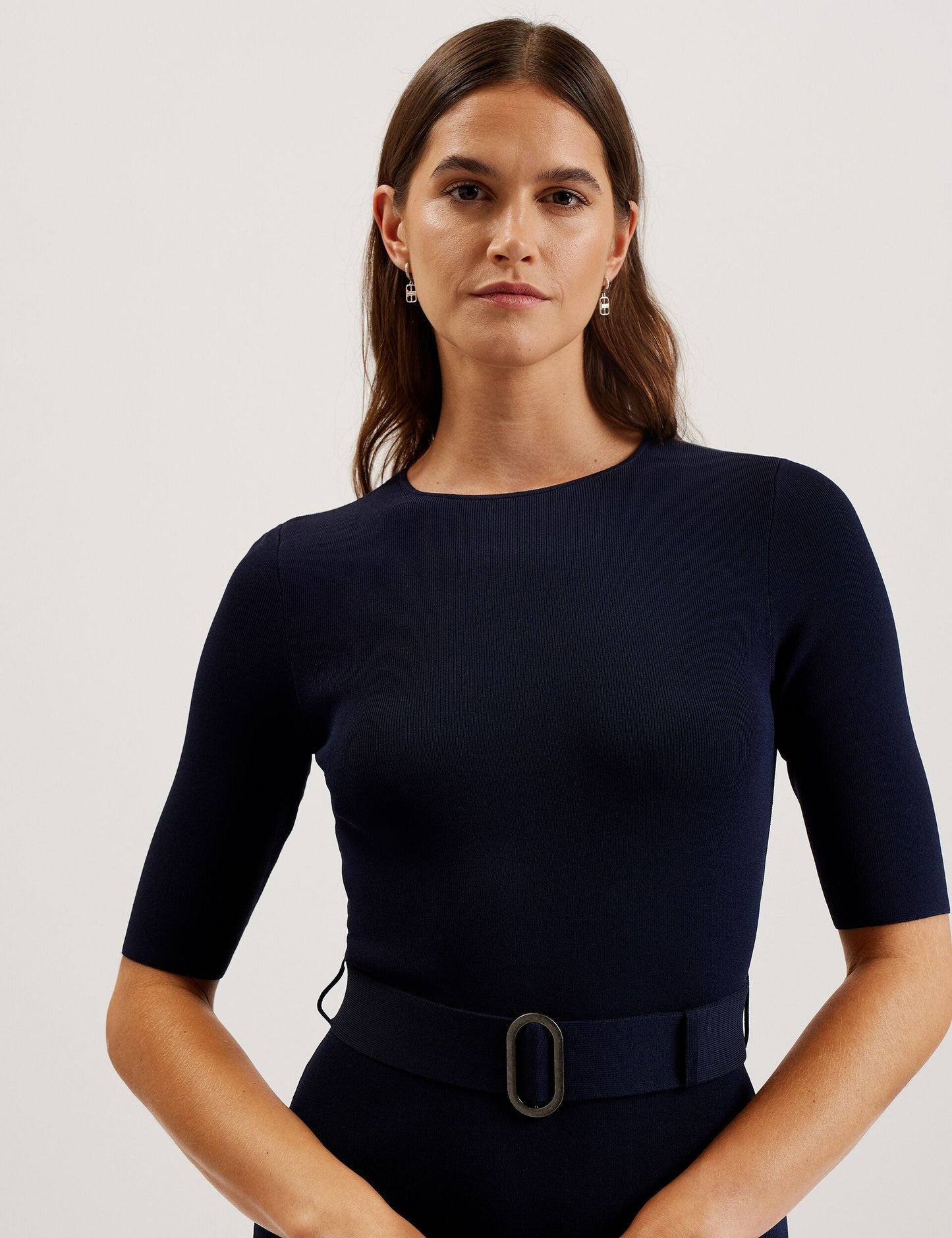 Ted Baker SAMALEE - Flippy Hem Knitted Midi Dress DARK BLUE