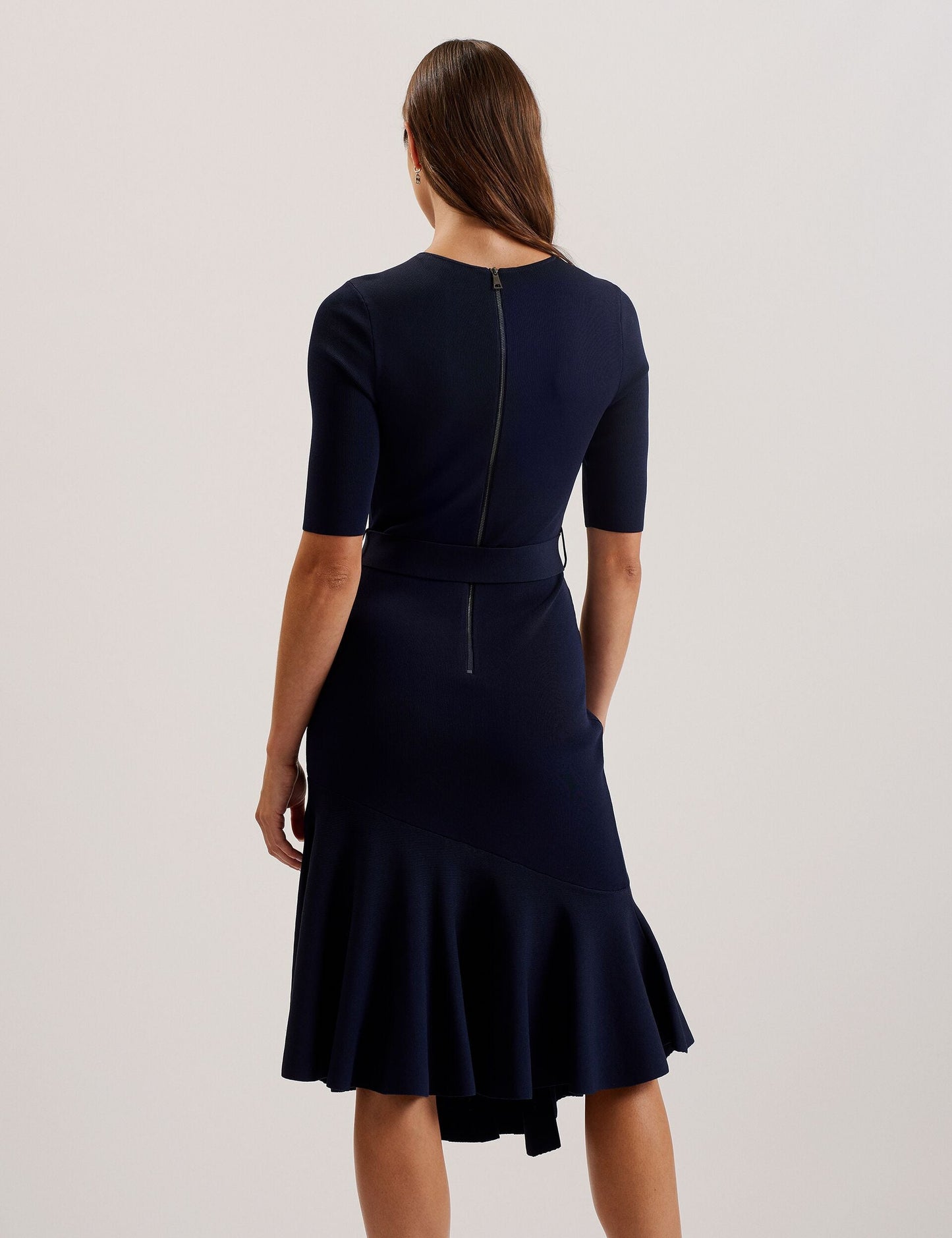 Ted Baker SAMALEE - Flippy Hem Knitted Midi Dress DARK BLUE