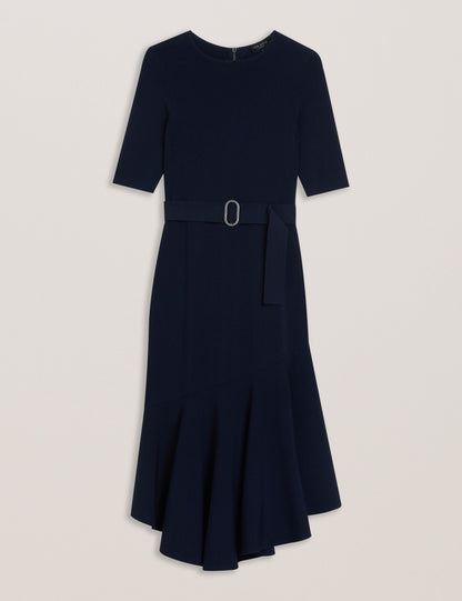 Ted Baker SAMALEE - Flippy Hem Knitted Midi Dress DARK BLUE