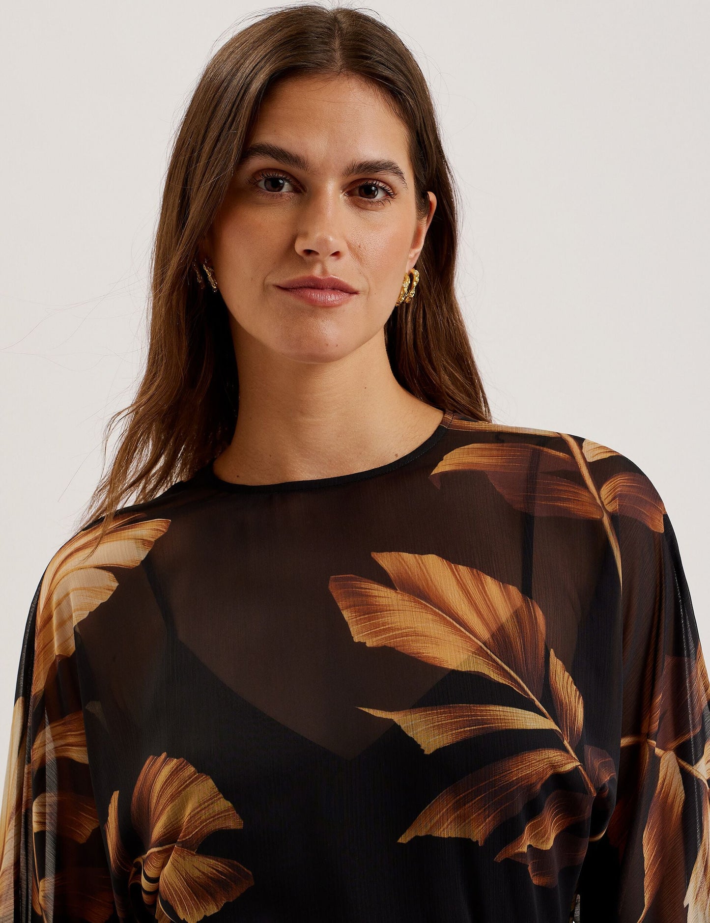 Ted Baker ELSTER - Printed Chiffon Mini Dress With Tie Waist BLACK