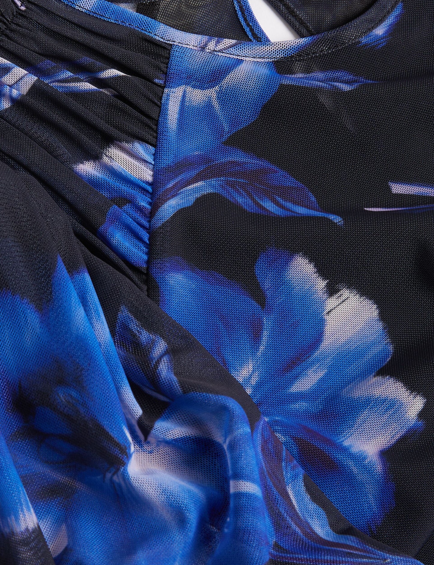 Ted Baker CARMALL - Floral Puff Sleeve Mesh Mini Dress BLUE