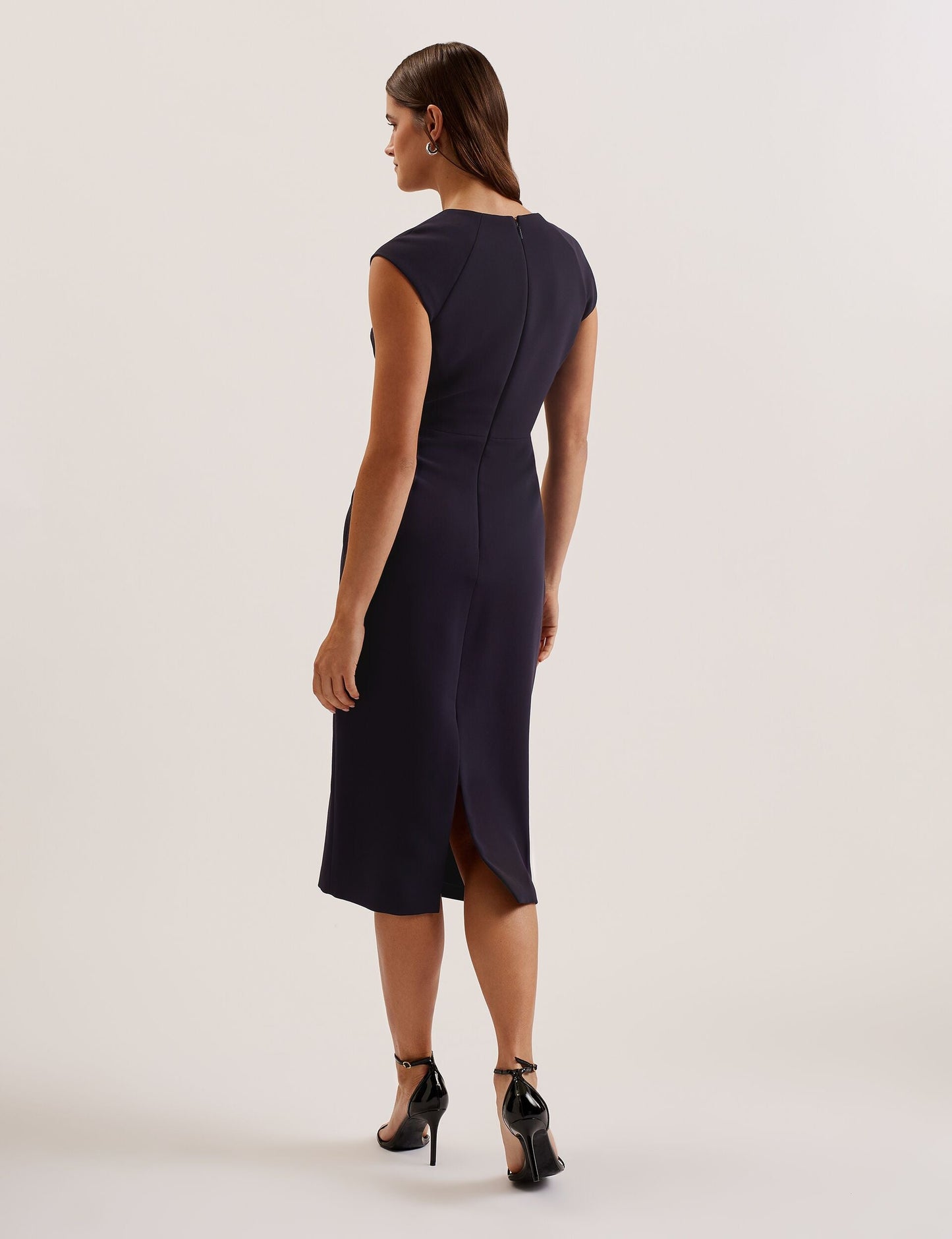 Ted Baker BAYREE - Folded Neckline Pencil Midi Dress NAVY