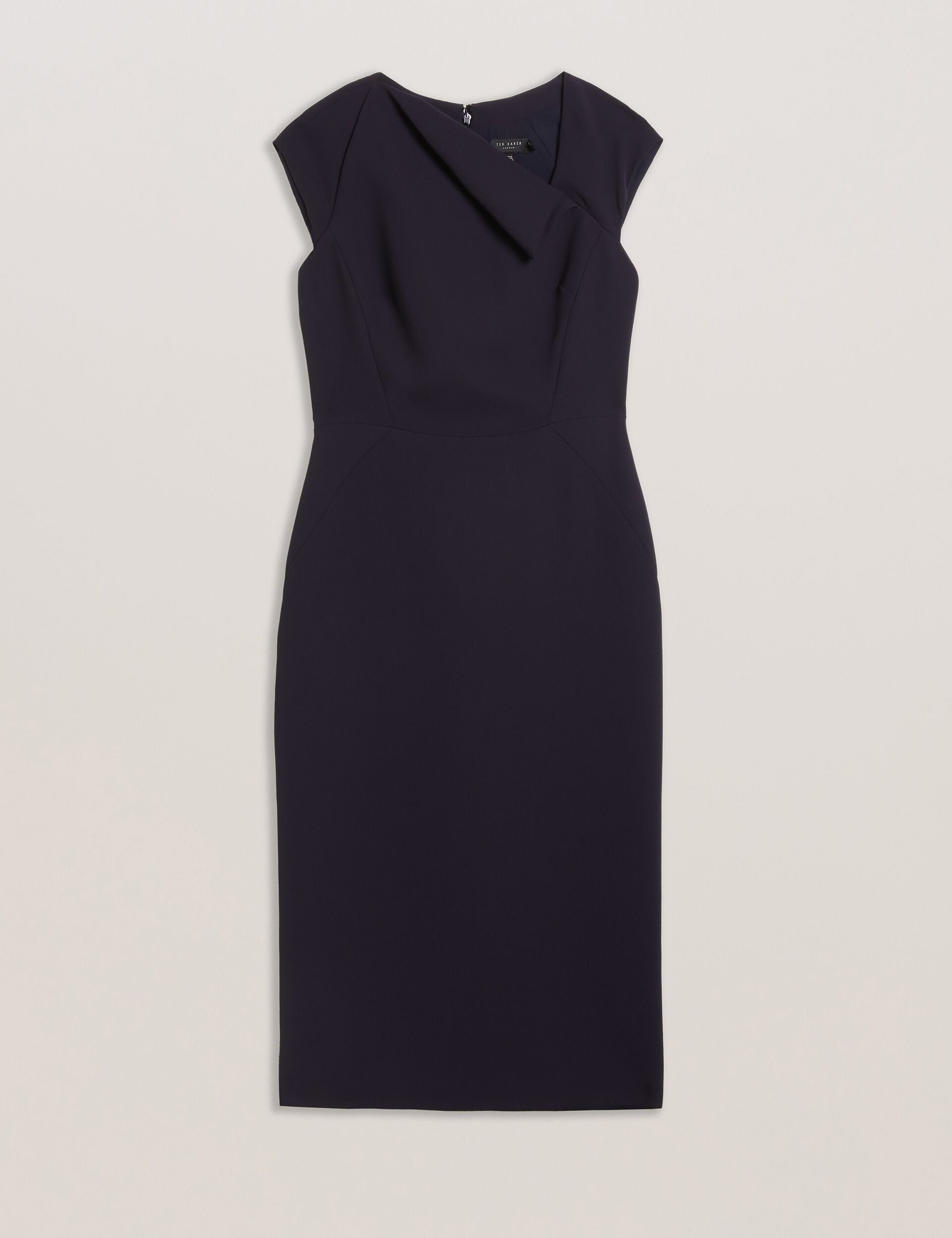 Ted Baker BAYREE - Folded Neckline Pencil Midi Dress NAVY