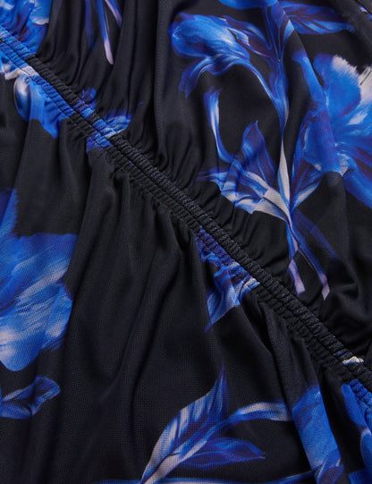 Ted Baker MARLIYY - Floral Print Bodycon Mesh Midi Dress BLUE
