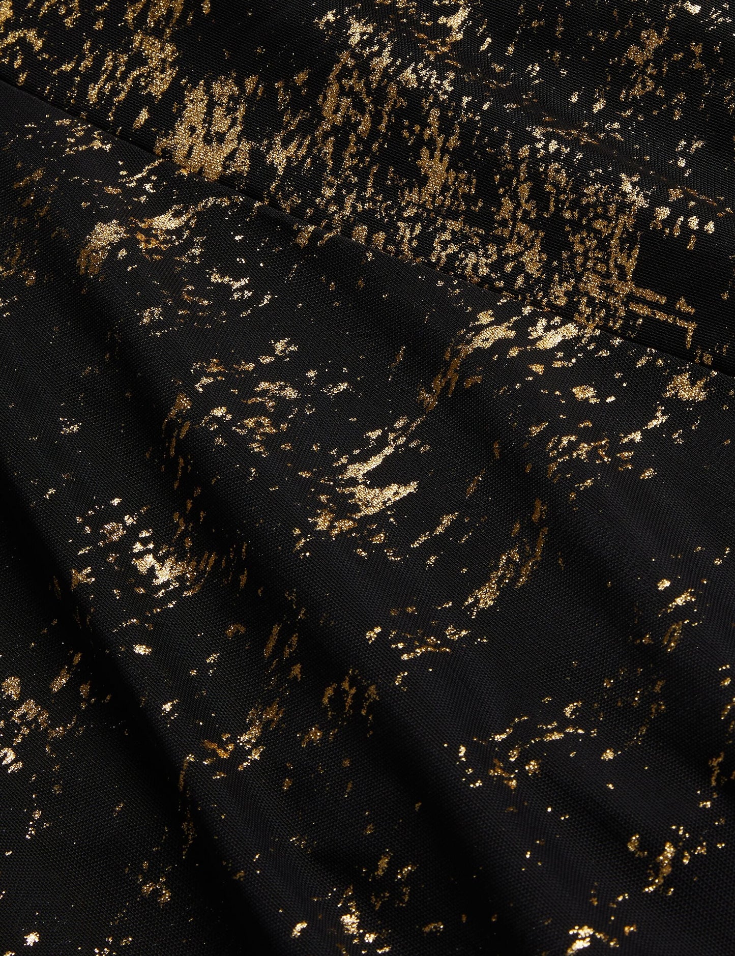 Ted Baker JUNHAA - Foil Print Long Sleeve Mesh Midi Dress BLACK