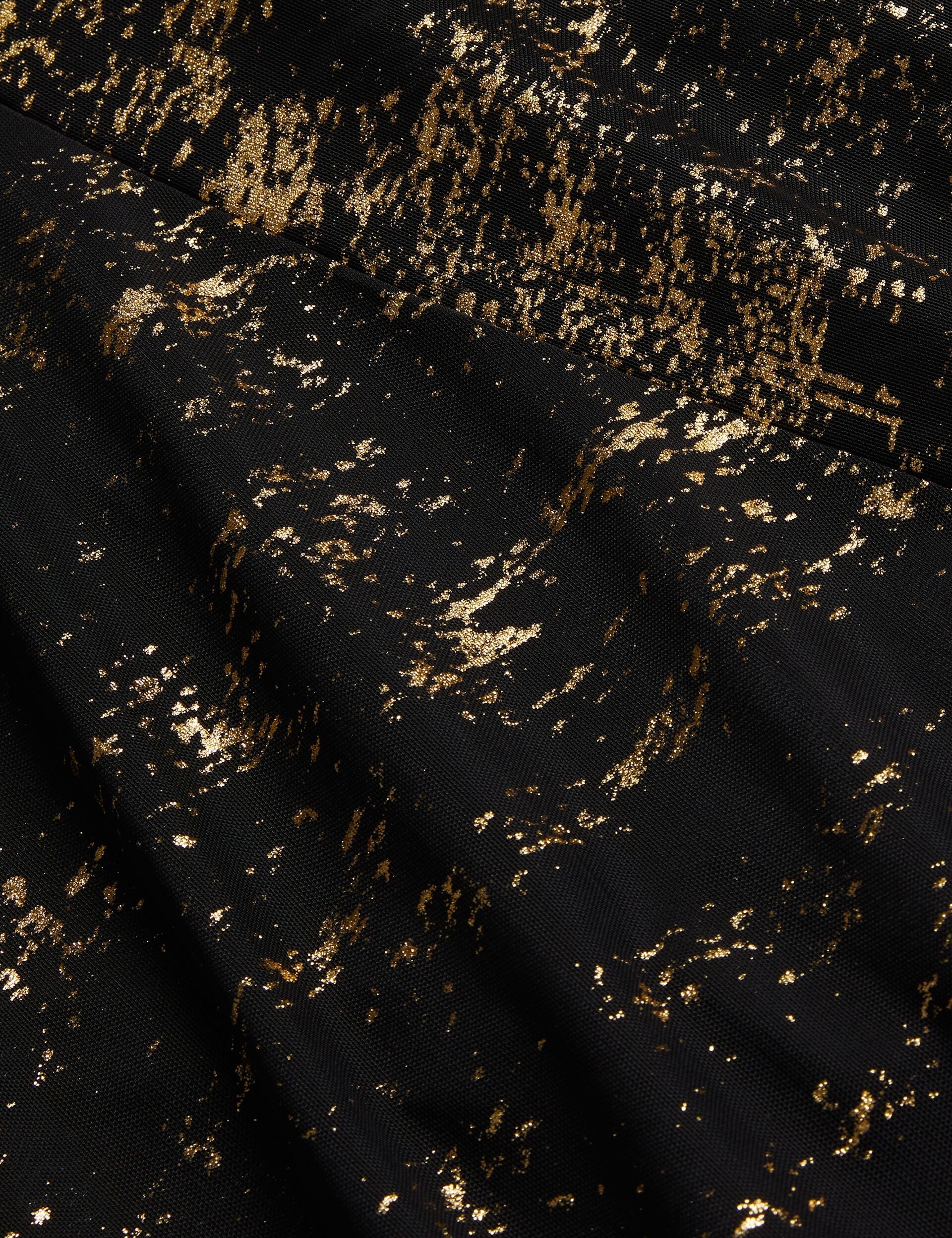 Ted Baker JUNHAA - Foil Print Long Sleeve Mesh Midi Dress BLACK