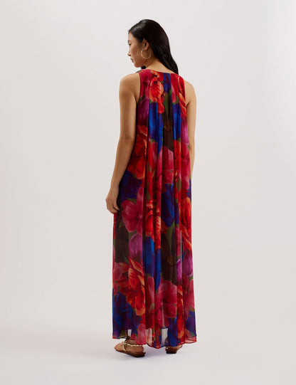 Ted Baker RABIUSA - Organza Tropical Bloom V neck Maxi dress MULTICOLOUR