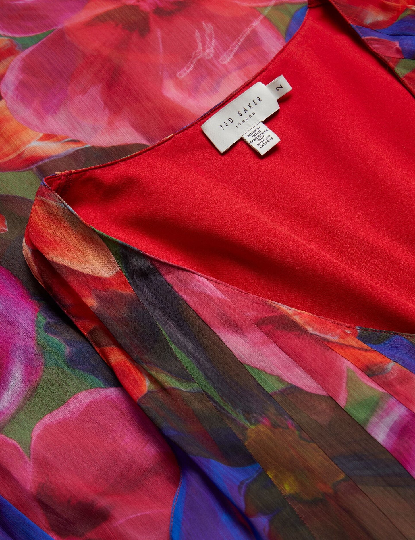 Ted Baker RABIUSA - Organza Tropical Bloom V neck Maxi dress MULTICOLOUR