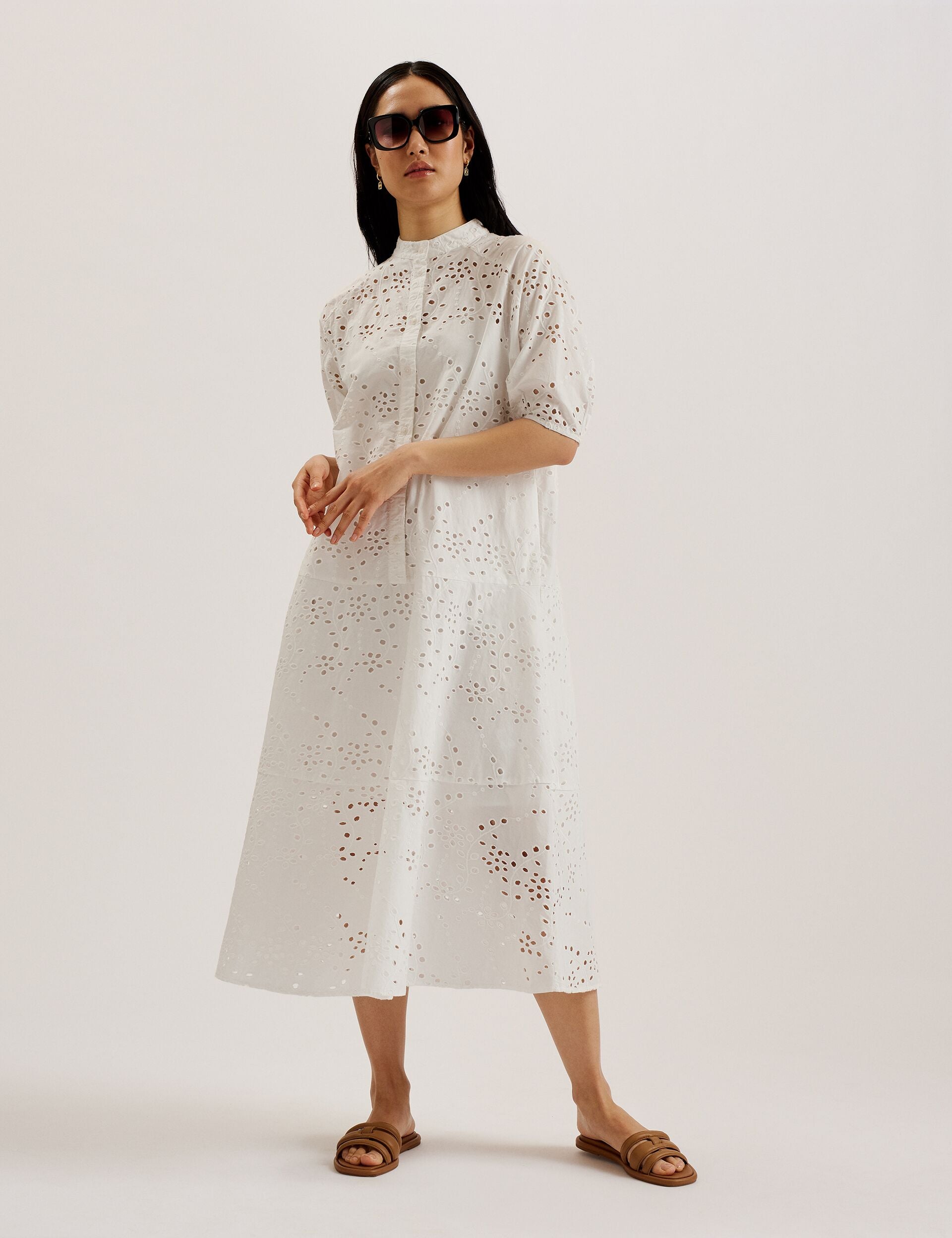 Ted Baker NIKAIA - Oversized Broderie Dress WHITE