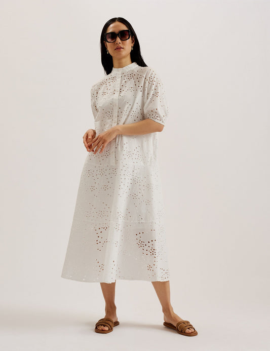 Ted Baker NIKAIA - Oversized Broderie Dress WHITE