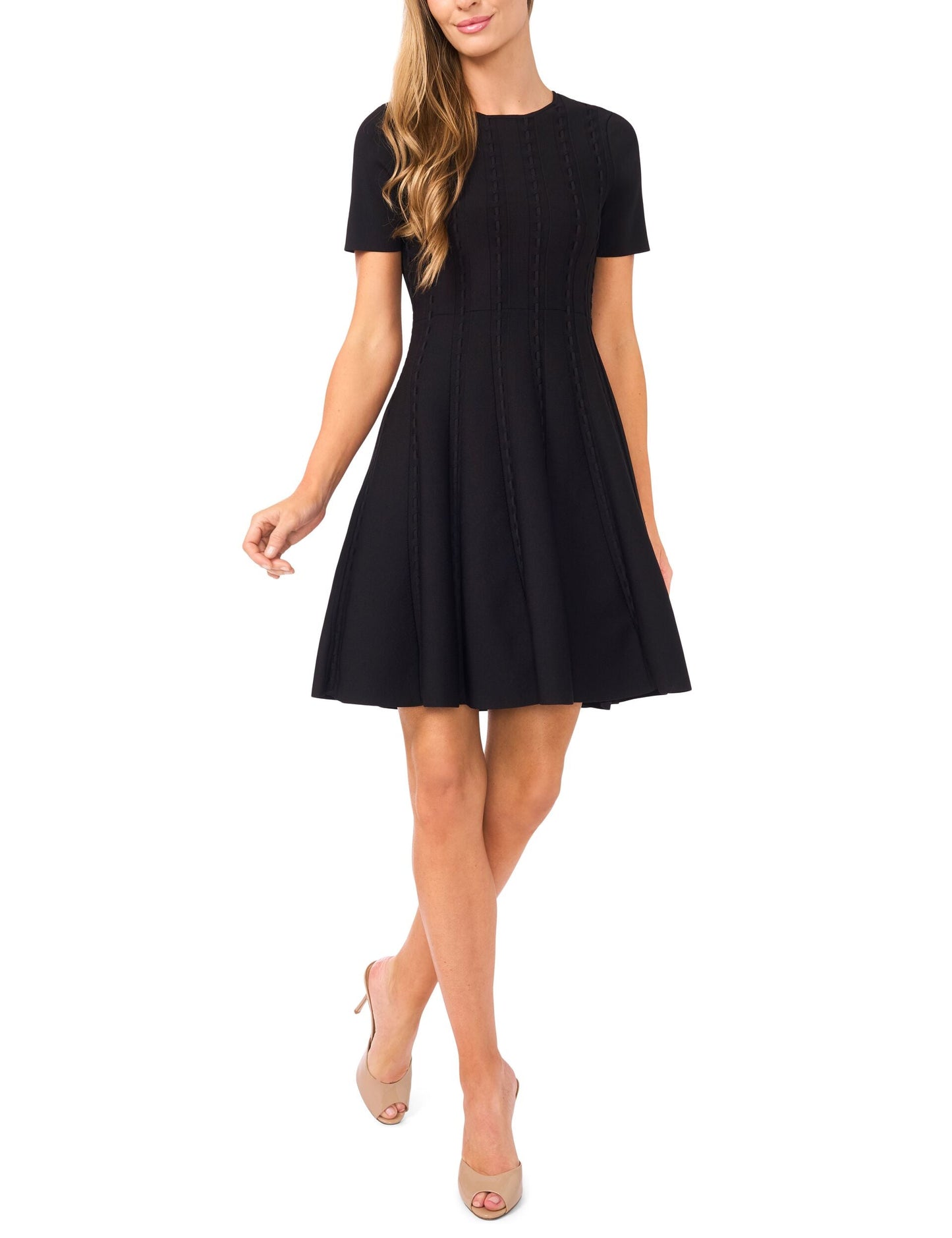 Ted Baker ELLA - Short Sleeve Ribbon Stitch Mini Dress BLACK