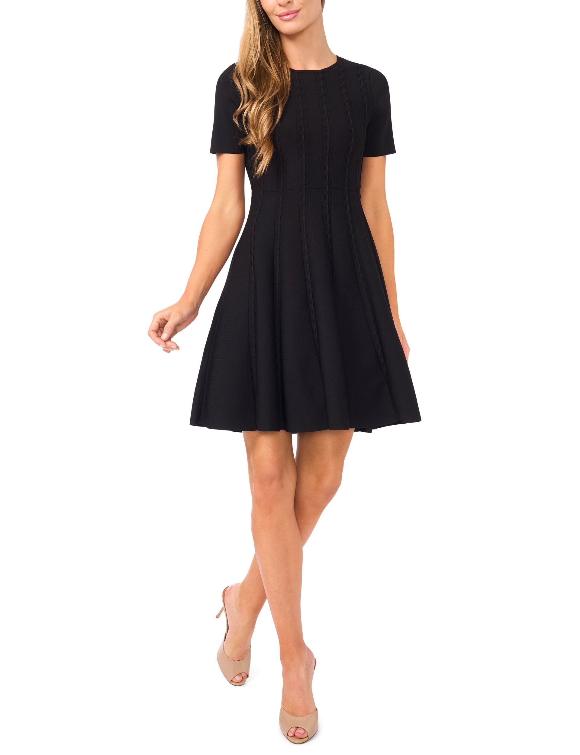 Ted Baker ELLA - Short Sleeve Ribbon Stitch Mini Dress BLACK