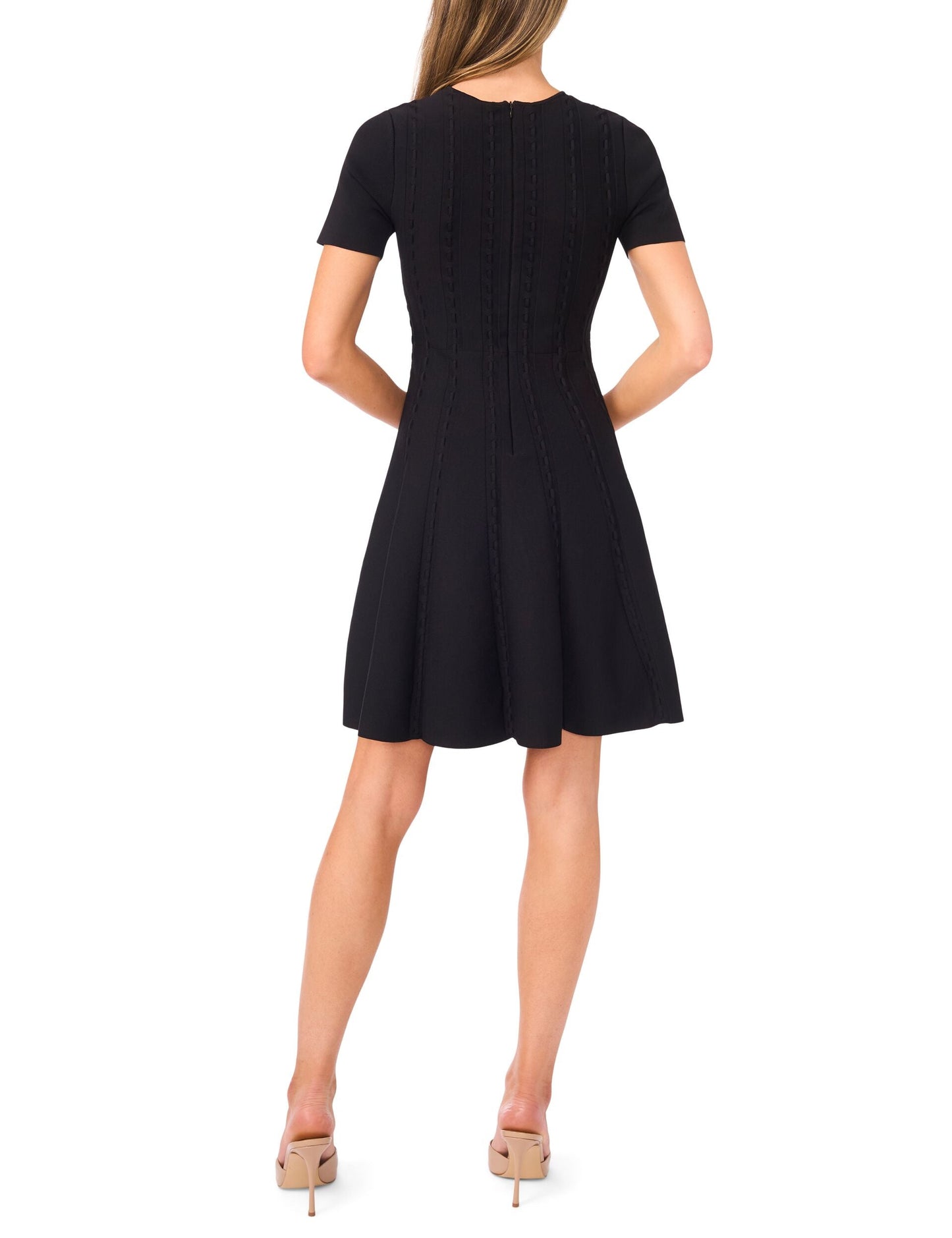Ted Baker ELLA - Short Sleeve Ribbon Stitch Mini Dress BLACK