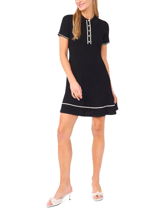 Ted Baker SALLY - Short Sleeve Polo Mini Dress BLACK