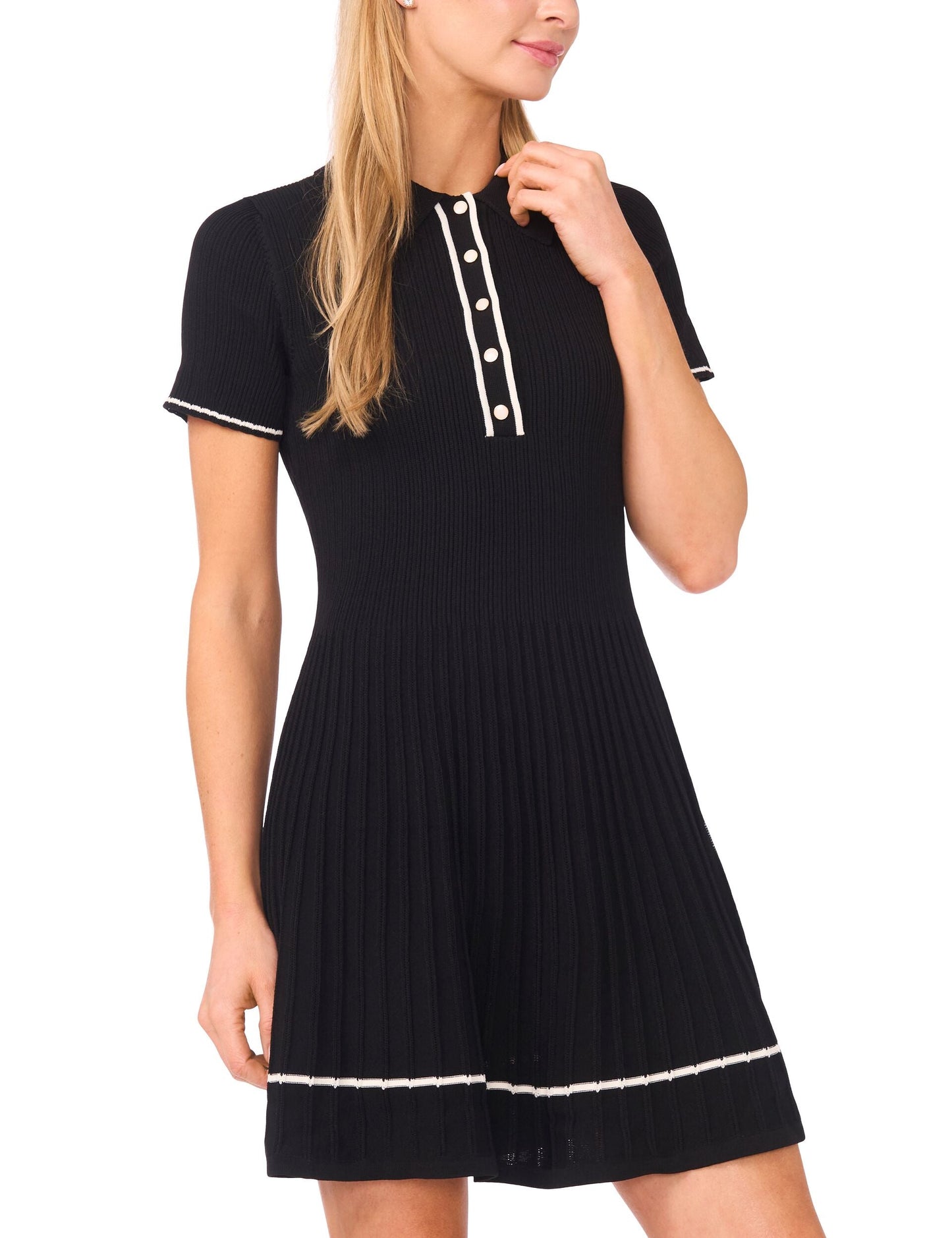 Ted Baker SALLY - Short Sleeve Polo Mini Dress BLACK