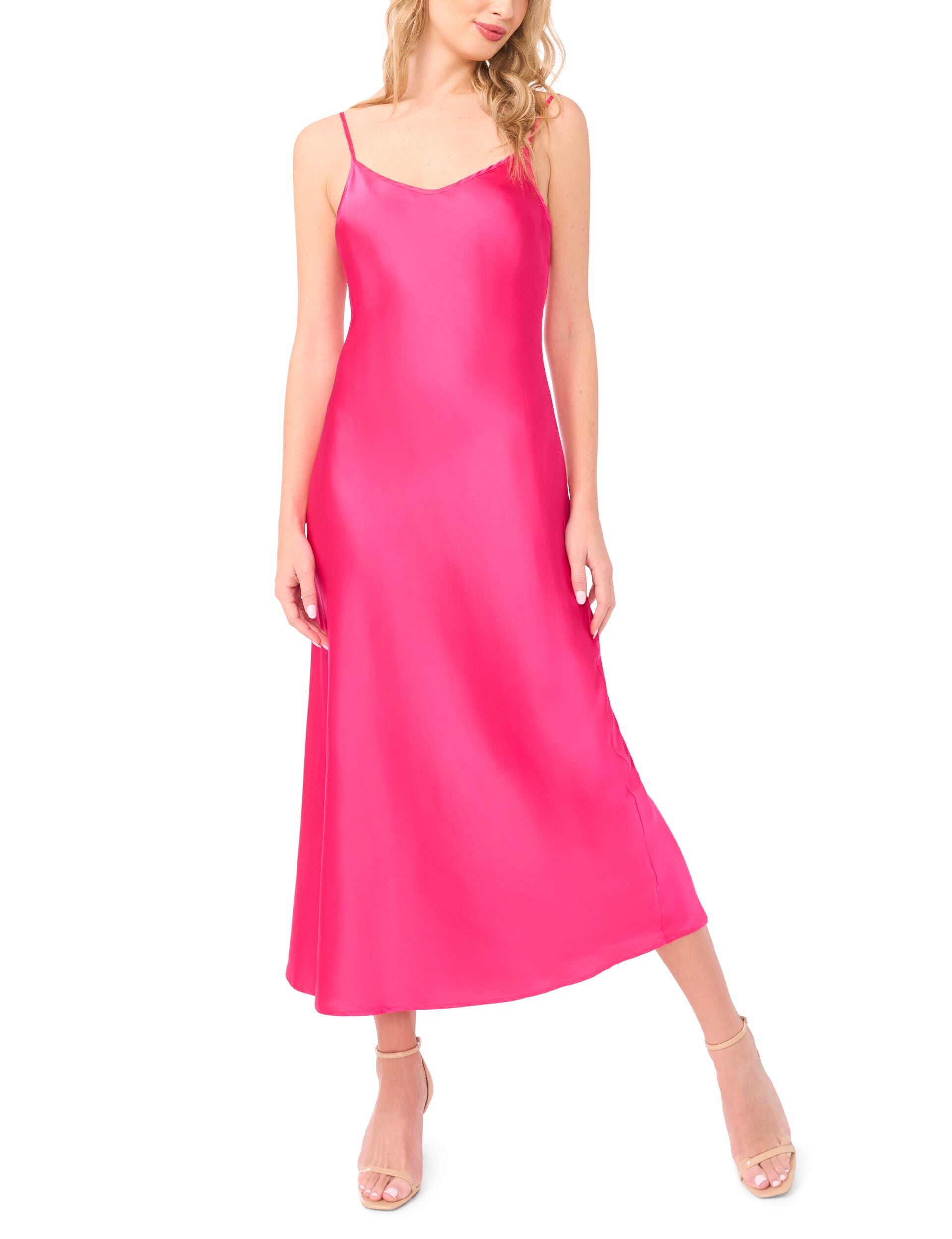 Ted Baker MIDORI 2-in-1 Knit Tank Satin Midi Dress FUCHSIA
