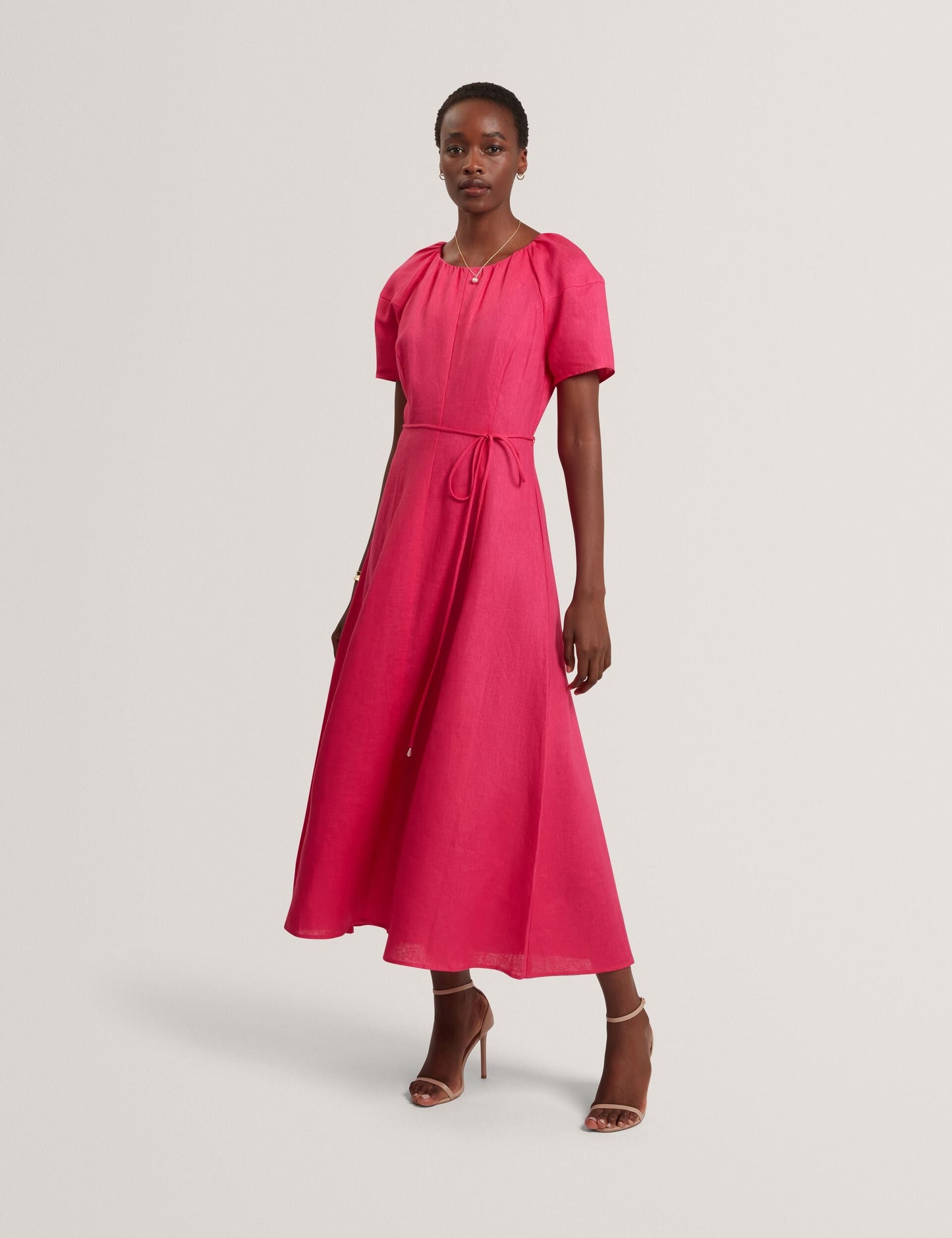 Ted Baker ALLISON Linen Raglan Sleeve Maxi Dress FUCHSIA