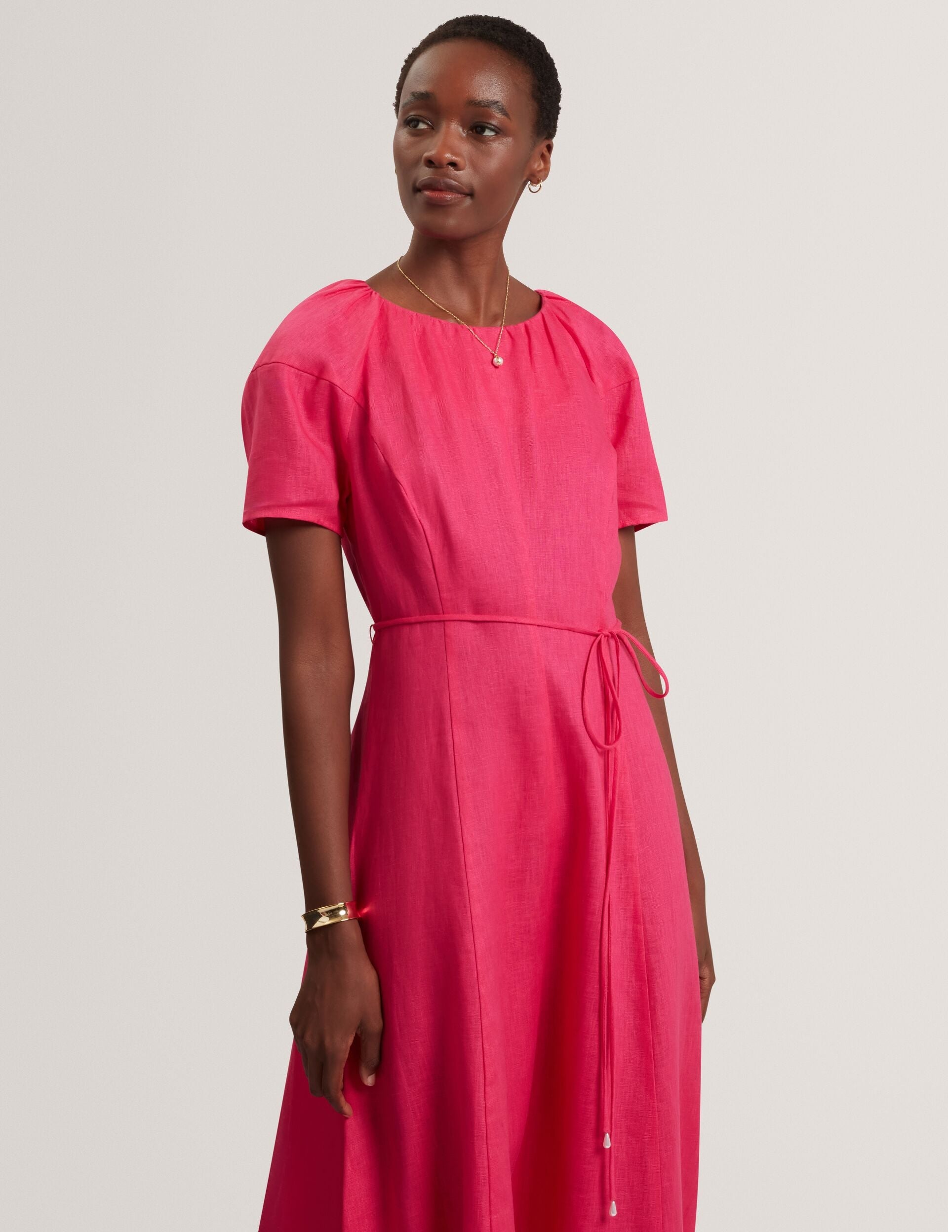 Ted Baker ALLISON Linen Raglan Sleeve Maxi Dress FUCHSIA